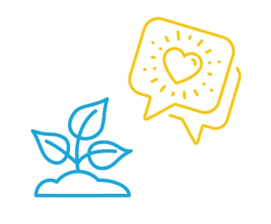 Zeichnung einer Pflanze und einer Sonne in Herzform