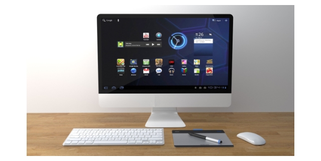 PC-Monitor mit Maus und Tastatur