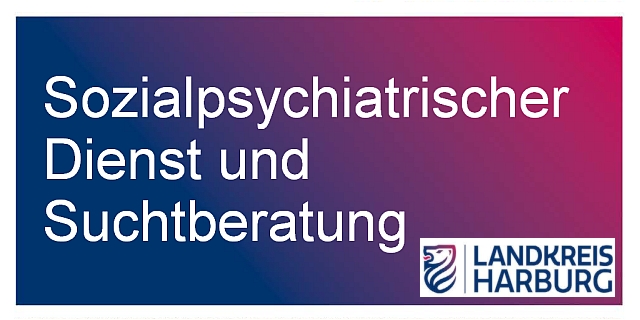 Text Sozialpsychiatrischer Dienst und Suchtberaung mit Logo des Landkreises Harburg